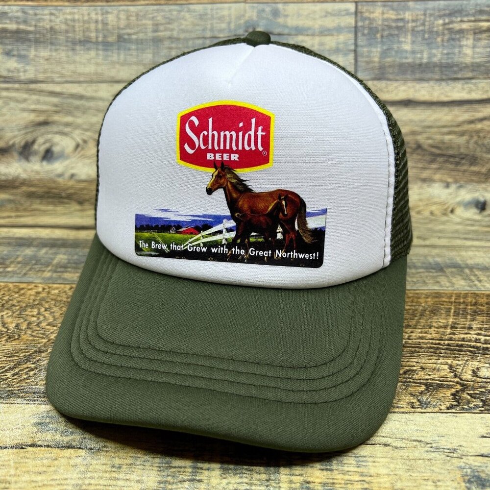 Defunct Schmidt Beer Unisex Trucker Hat Olive Snapback Horseback Riding Ball Cap